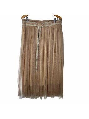 Nude Tulle Midi Skirt Plus Sz XXL Elastic Waist Balletcore Mesh Tutu Fairycore